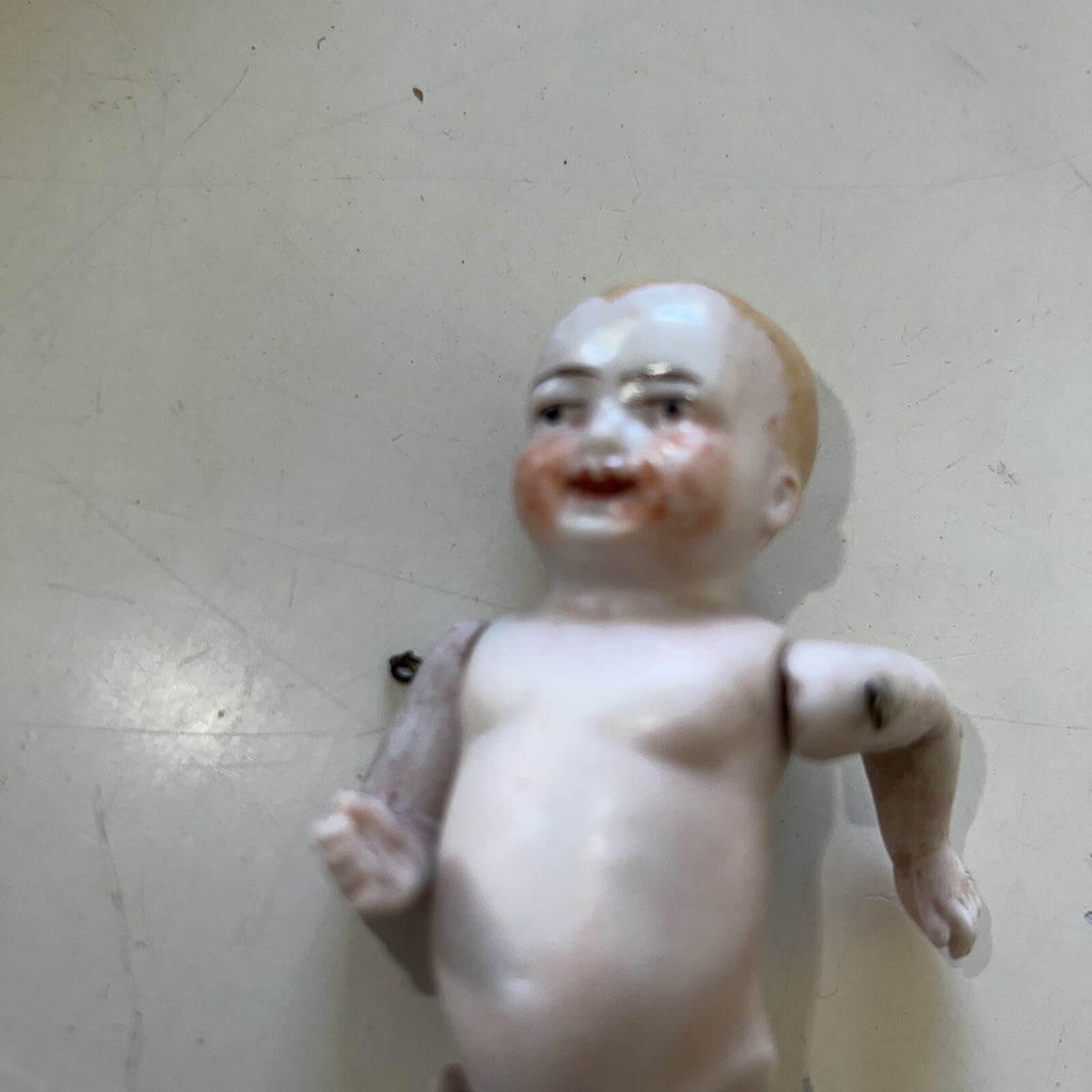 4” Vintage Antique All Bisque Baby Doll German Painted Face10