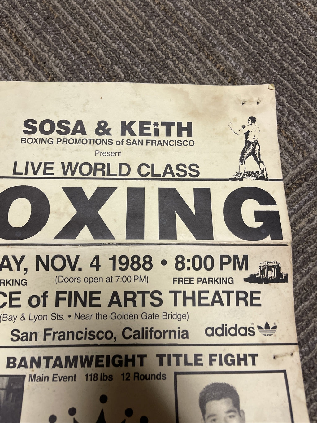 Vintage 1988 Pat Lawlor  Alberto Martinez Fight Boxing Flyer 21 X 10.5” Poster6