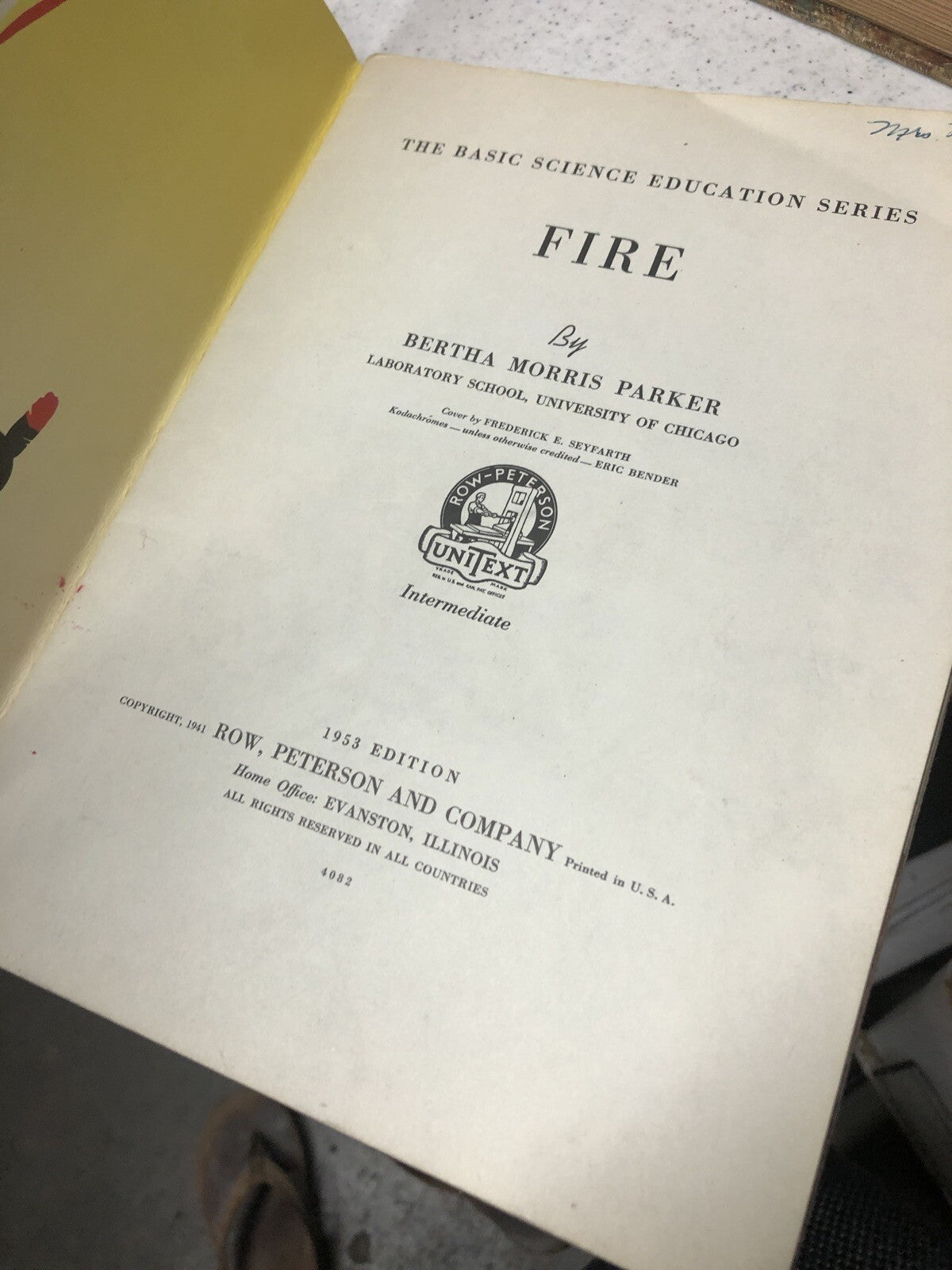 Vintage 1953 Basic Science Education Series(FIRE)Book by Bertha Morris Parker3