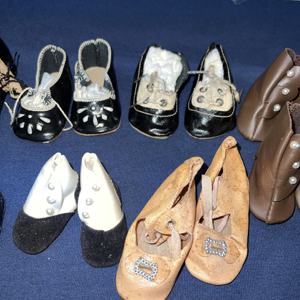 Lot of 6 Antique and Vintage Doll Shoes Unique Various Conditions Similar Sizes2