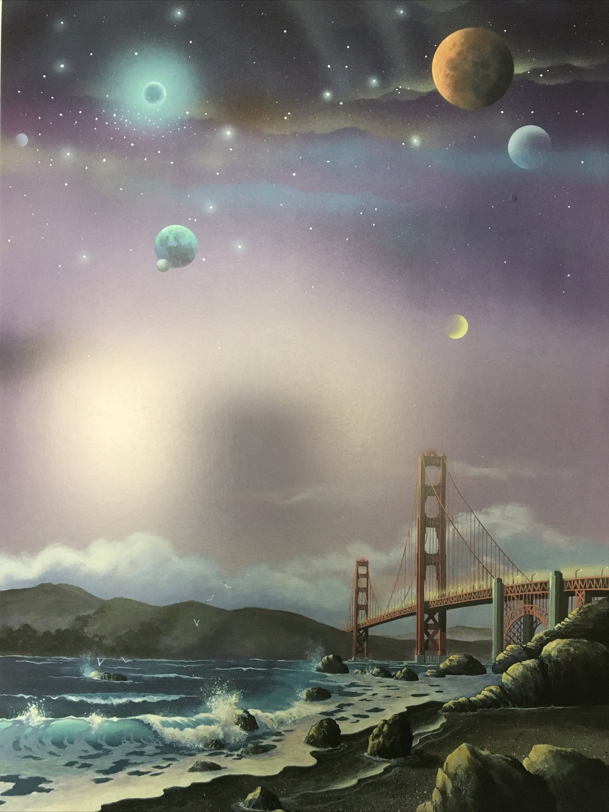CHARLES E ADAMS SAN FRANCISCO GOLDEN GATE BRIDGE SIGNED PRINT 19891