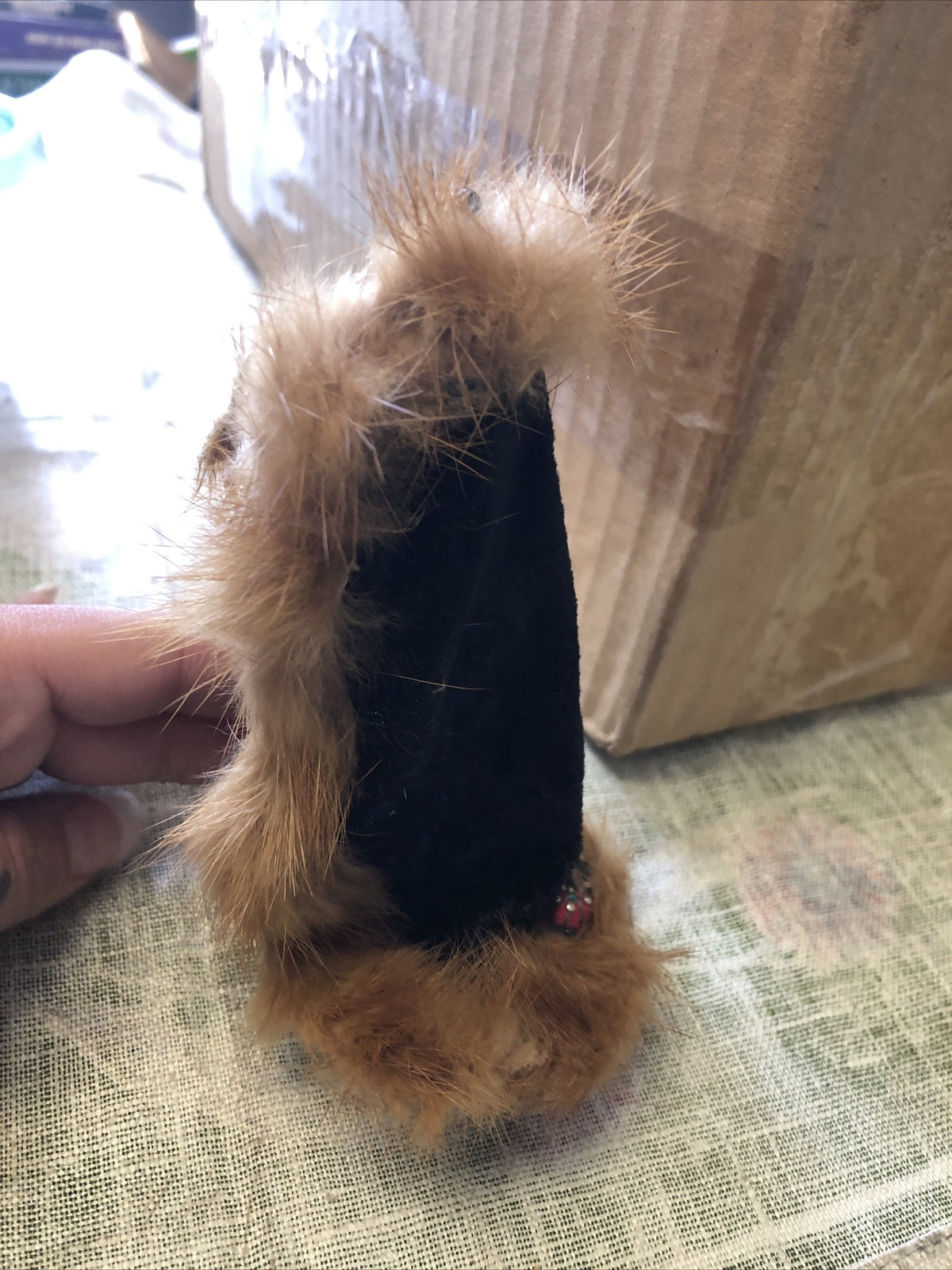 Vintage Mini Dollhouse Fur Coat On Stand 5” Tall4