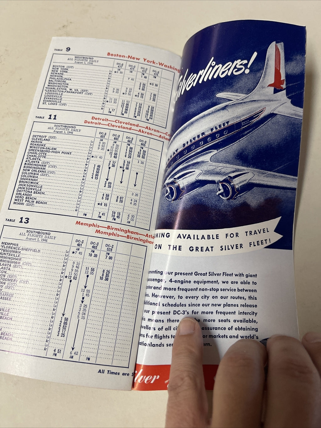 Eastern Air AIRLINE August 1946 TIMETABLE SCHEDULE Brochure flight cover4