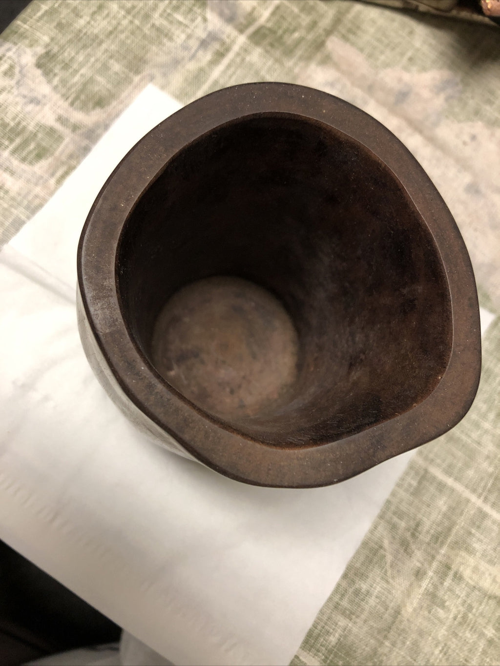 Vintage solid Wooden dice cup Candle Holder / Vase 5.5”x4”1