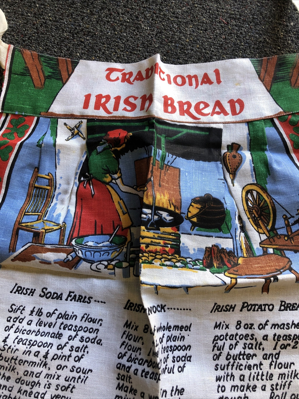 Vintage Tea Towel Apron Traditional Irish Bread Waist Apron1