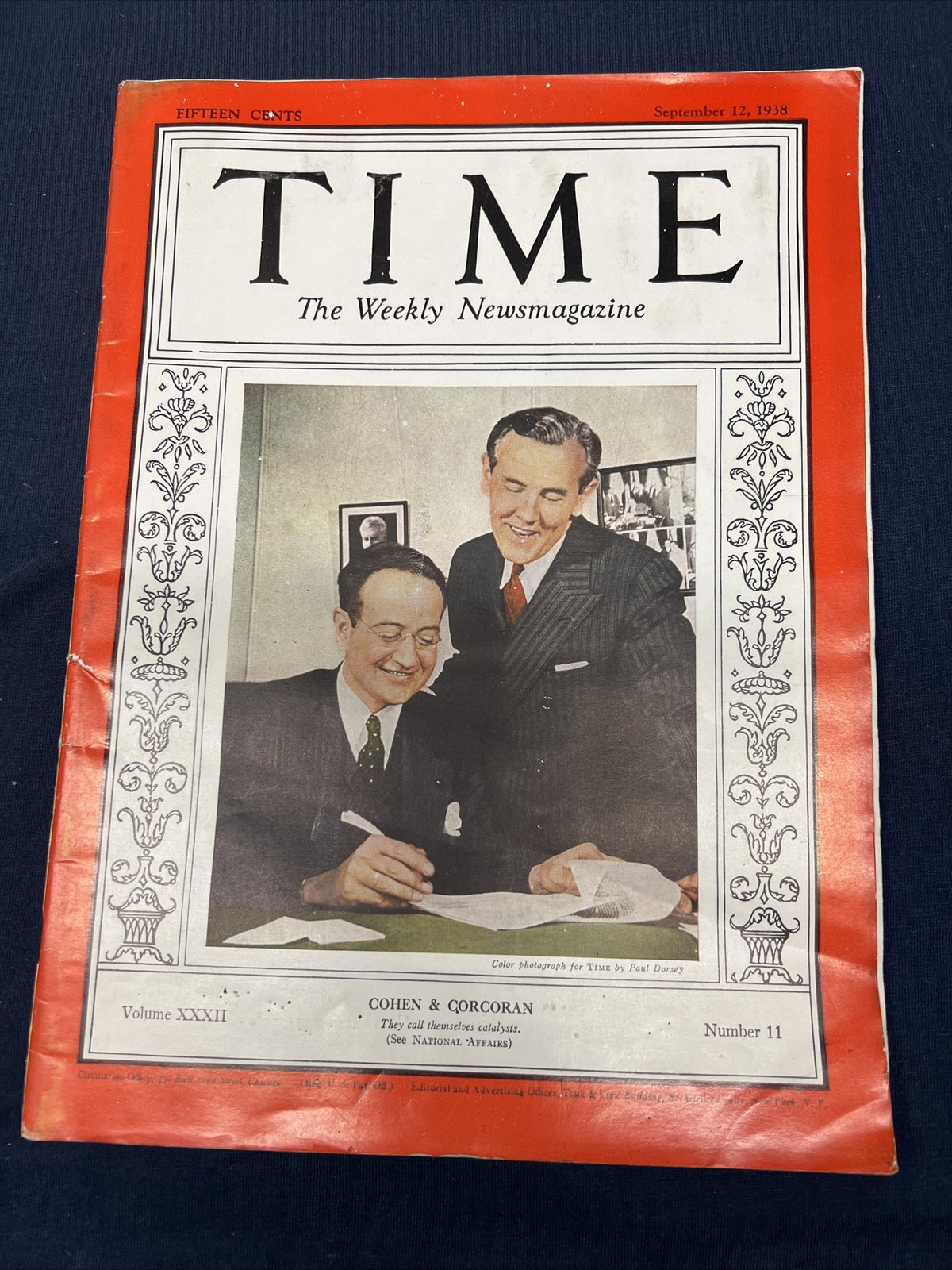 1938 Vintage Time Magazinw Cohen & Corcoran Number 11 Magazine 0