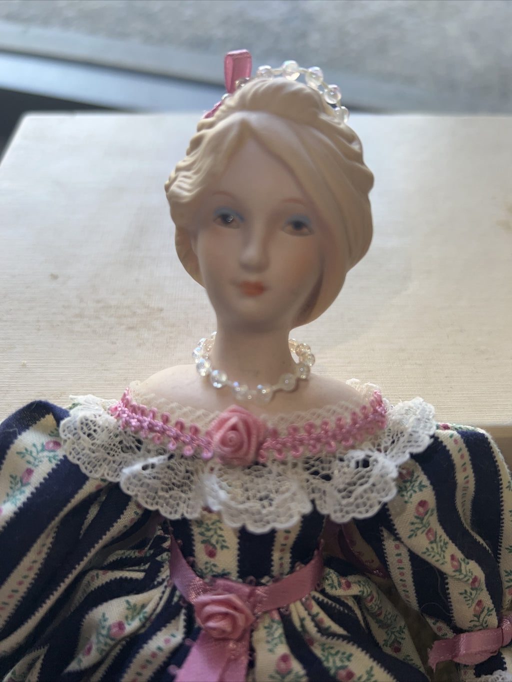 Vintage 9” Small Bisque Doll Cloth Body1