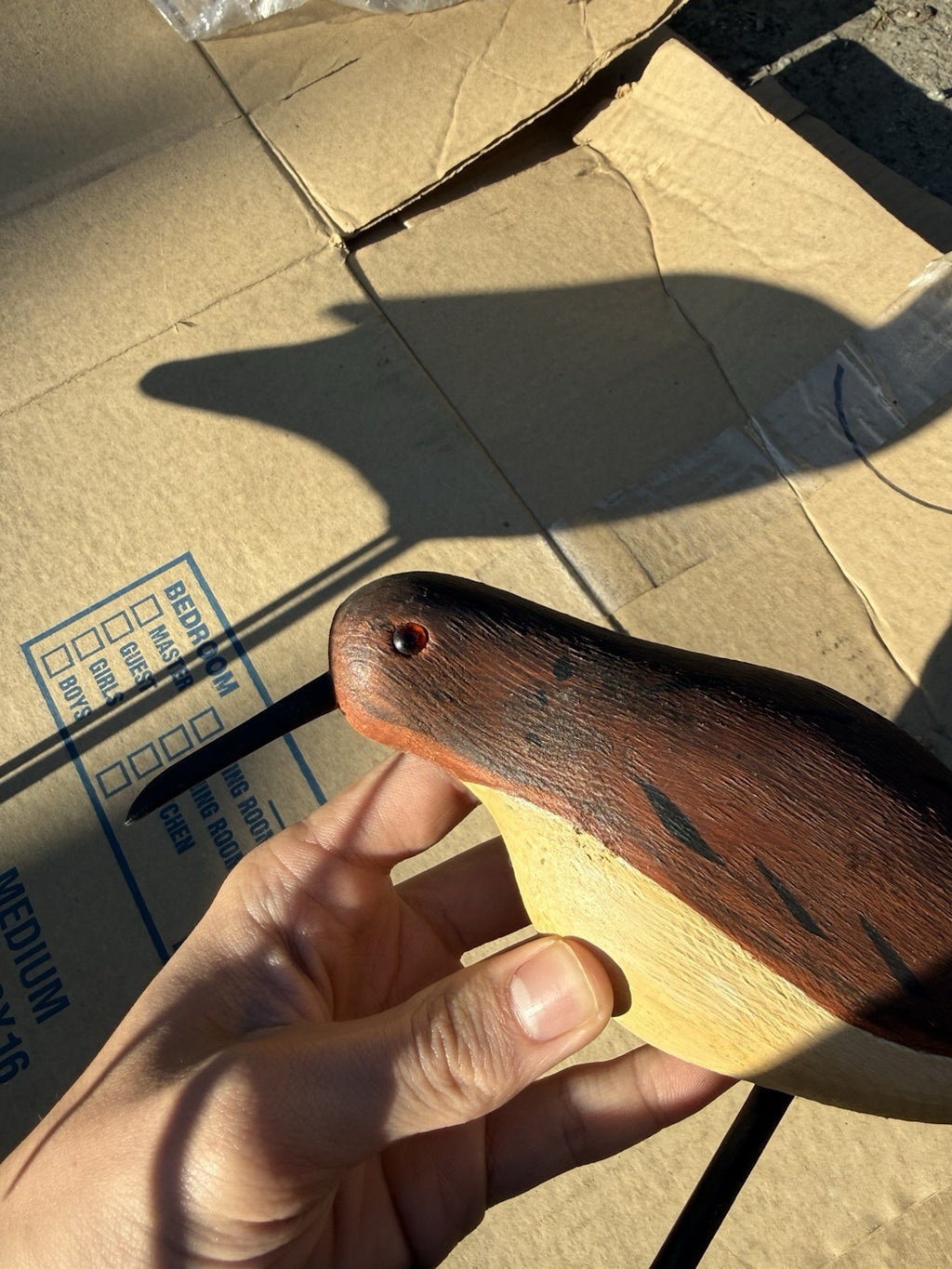 VTG W.H. ROOME '80 Hand Carved Wood Shorebird Decoy Folk Art Signed Bird #363