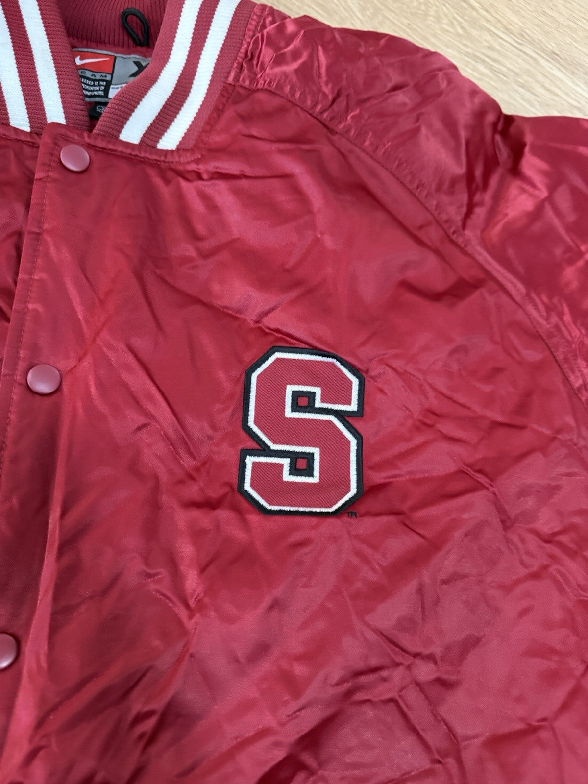 Vintage Red Satin Nike Stanford Cardinal Varsity Jacket Men’s Size XL1