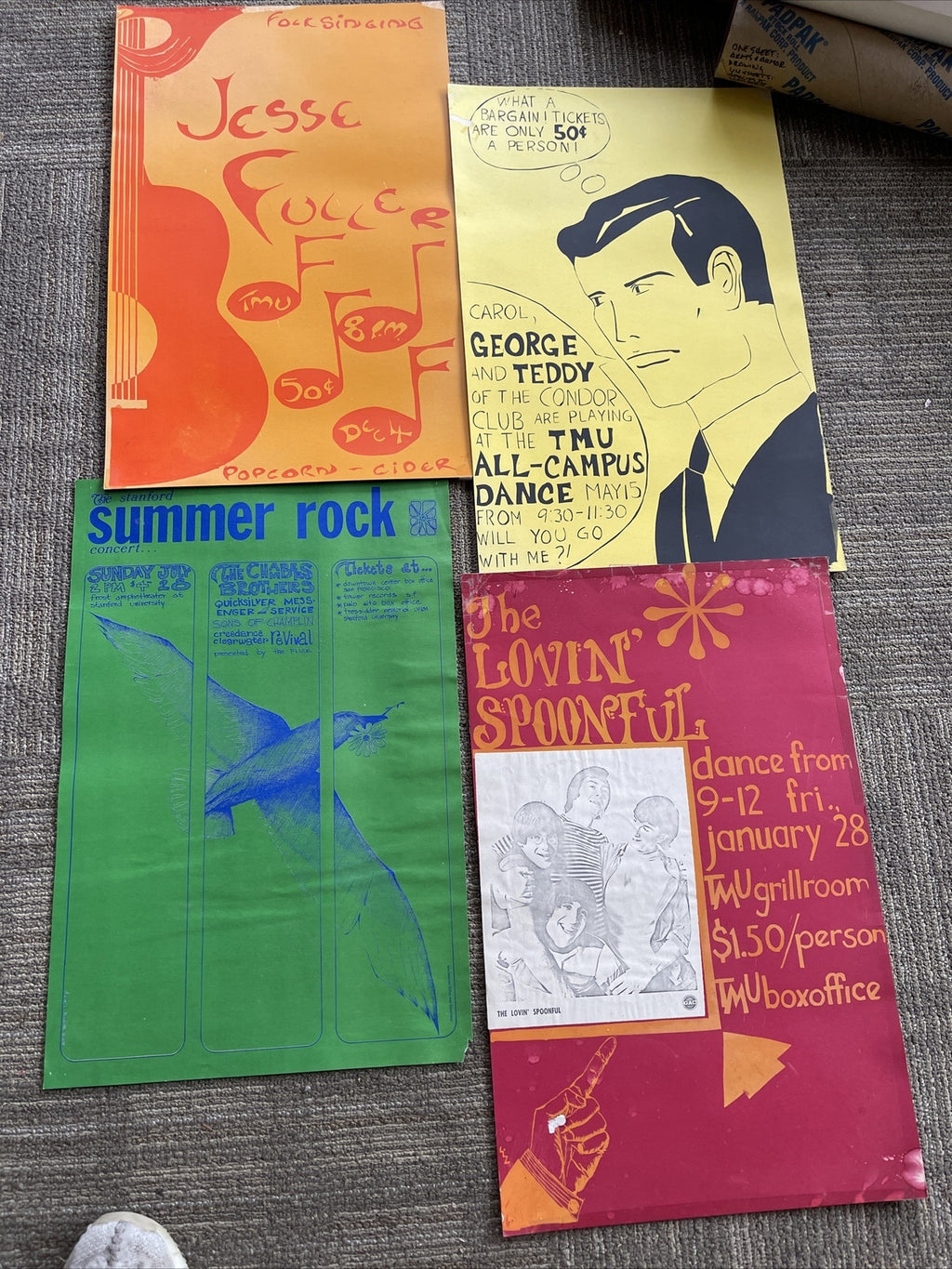 1967-68 Stanford Summer Rock Poster Lot Of 4 Lovin Spoonful CCR Chambers Bros0