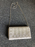 La Regale Silver Beaded Evening Bag Purse Clutch Pouch Shoulder Strap0