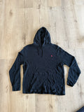 Polo Ralph Lauren Waffle Knit Hoodie Mens Black Thermal Pullover sz XL0
