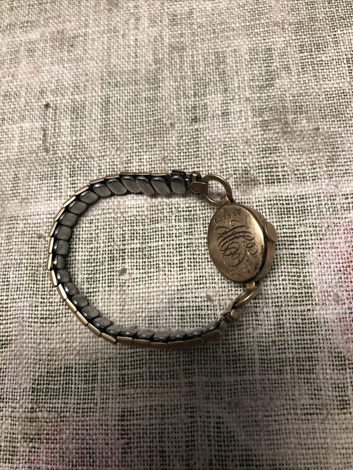 Vintage Bulova Ladie's Watch Cuff Bracelet 10K Gold Filled 318909 Stretchy Band7