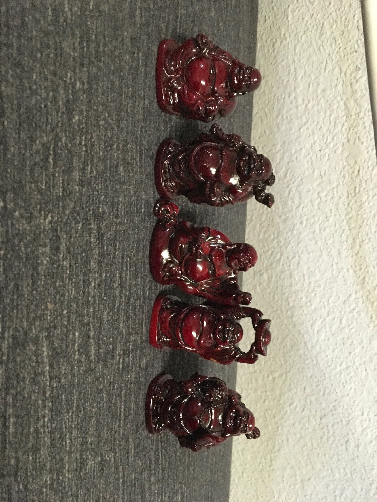 Set of Five Little Small Chinese Happy Money Buddha Statues0