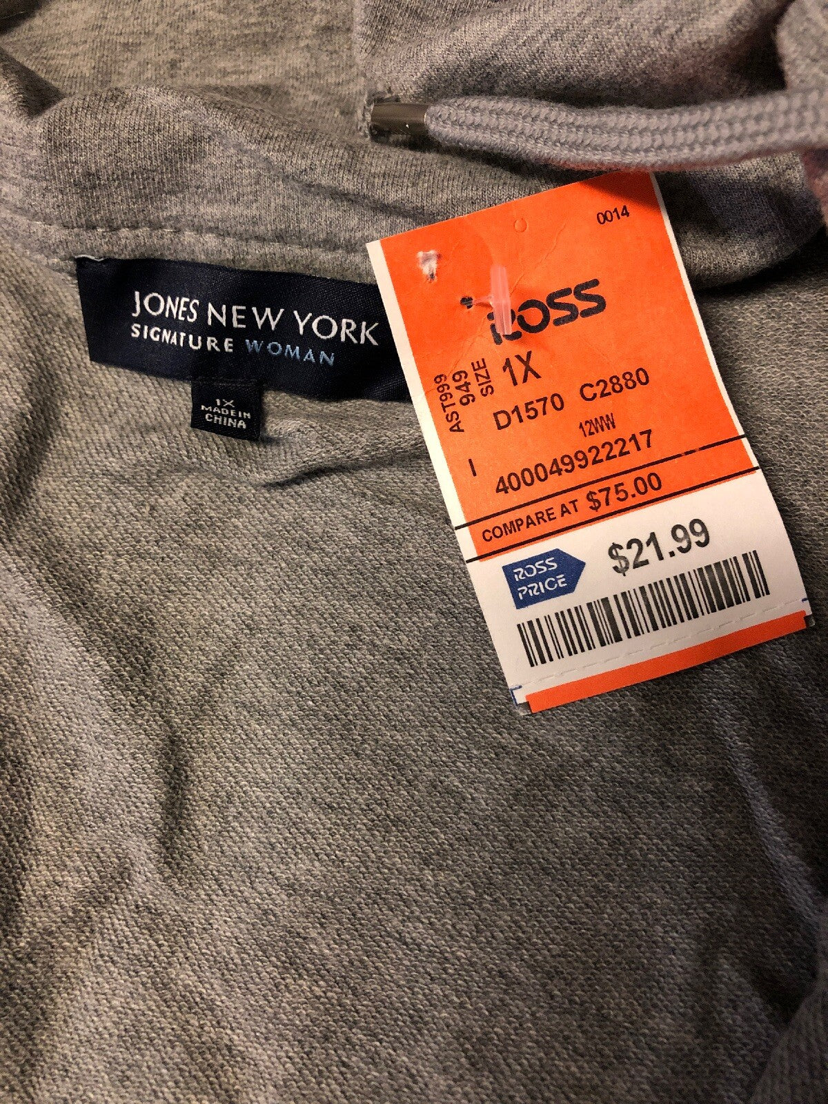 Jones New York Womens Sweater Size XL Gray Neck Dolman Sleeve Signature Women2
