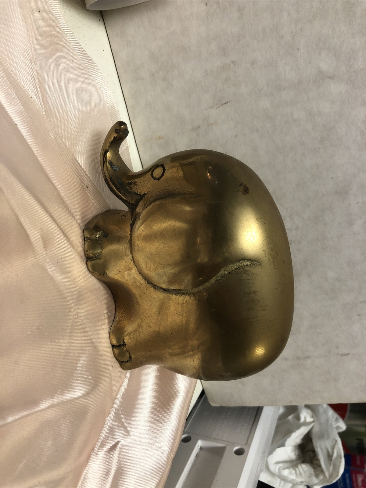 Vintage Brass Mini Elephant Statue Figure Figurine 4.5”x3”0