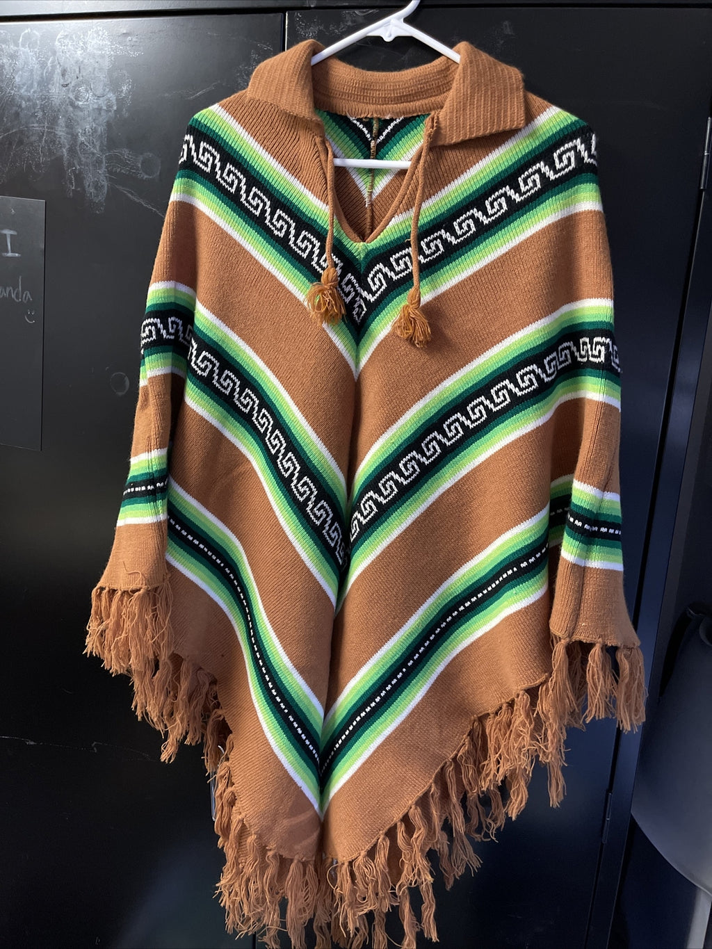 Vintage Poncho Woven  Inca Aztec Design by Tejidos San Luis Columbiana 1960s0