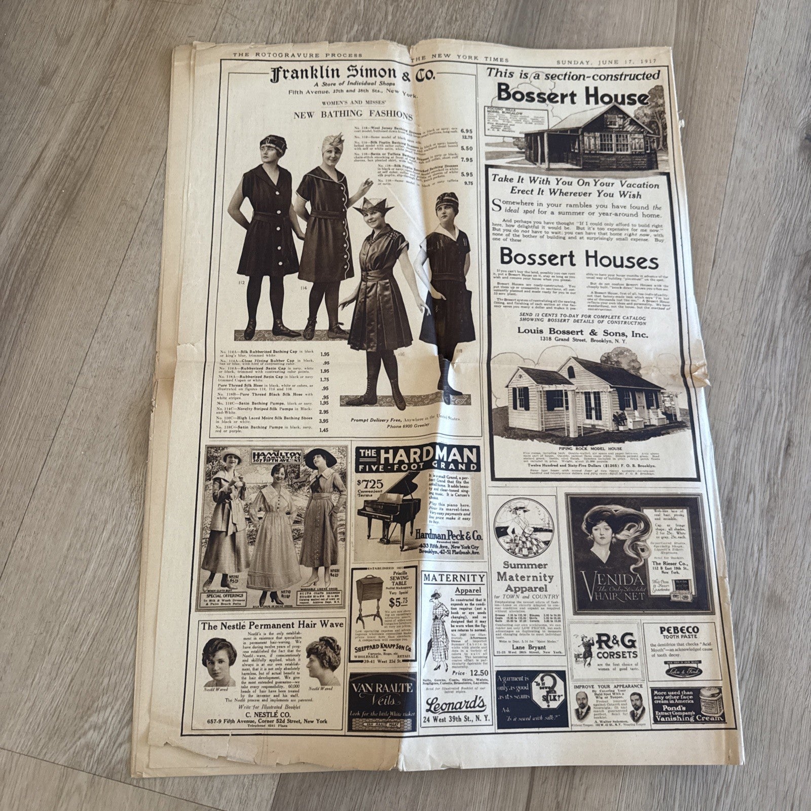 1917 antique NEW YORK TIMES rotogravure PARADE WWI SHIPS ADS FASHION5
