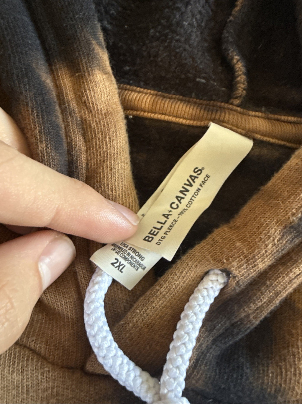 Outside Lands SF CA Festival Hoodie Bleach Dye Acid Wash Reworked Black Tan2