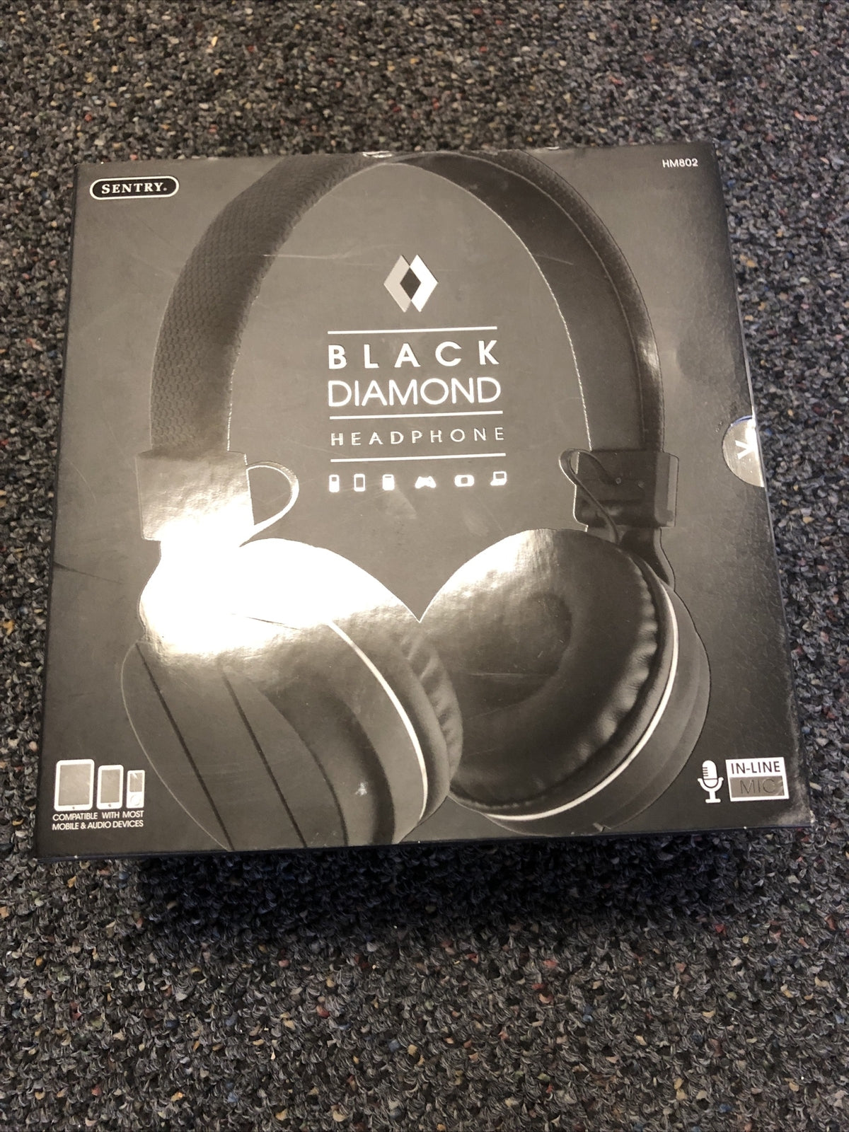 Black Diamond Corded Headphone In-line Mic Folding Stereo Sound Adjustable New0