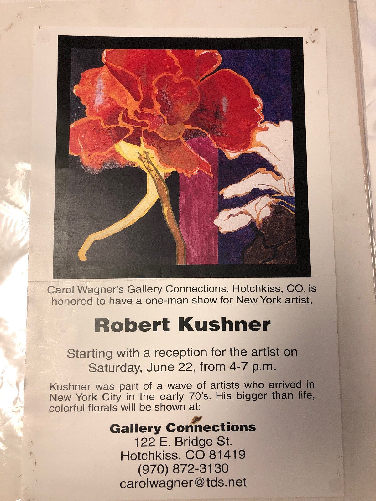ROBERT KUSHNER / PAPER AND CLOTH - Carol Wagner’s Gallery INVITATION & PRINT0