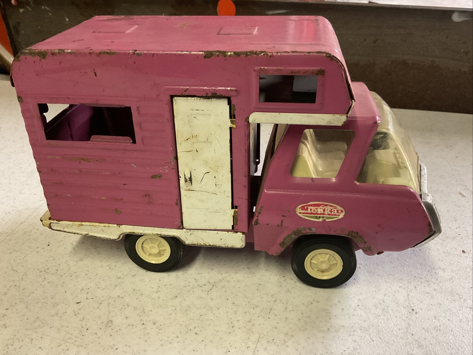 Vintage Tonka RV With Travel Trailer Camper Motor HomePressed Steel Truck2