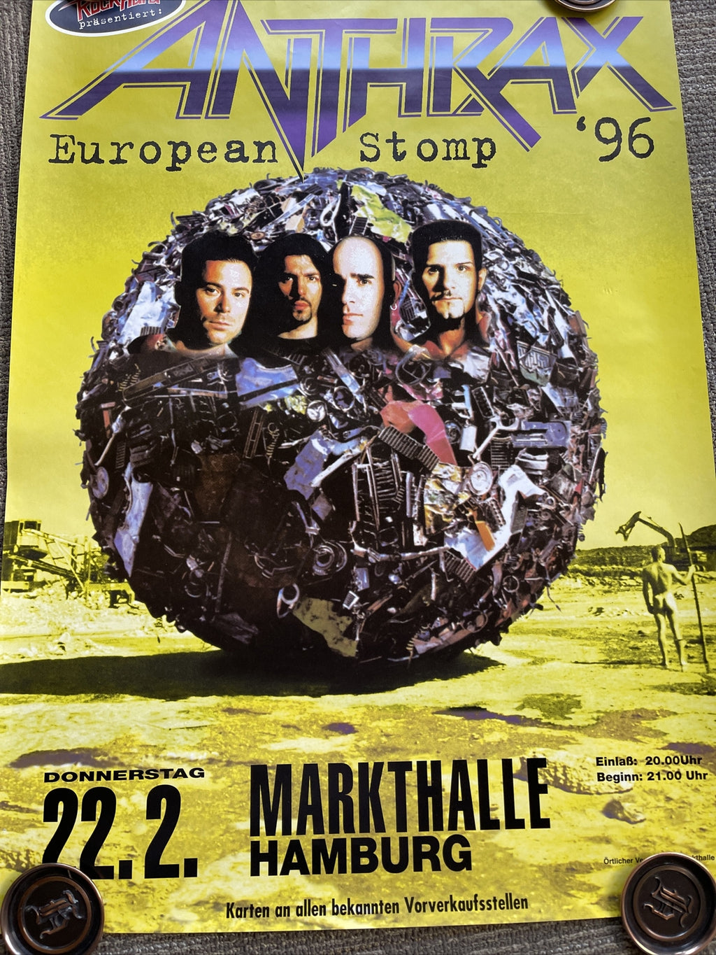 #32 1996 ANTHRAX  European Stomp Tour promotional poster 23” X 33”5