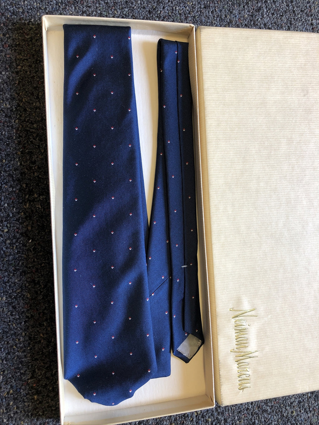 Vintage Christian Dior All Silk Necktie Navy Blue0
