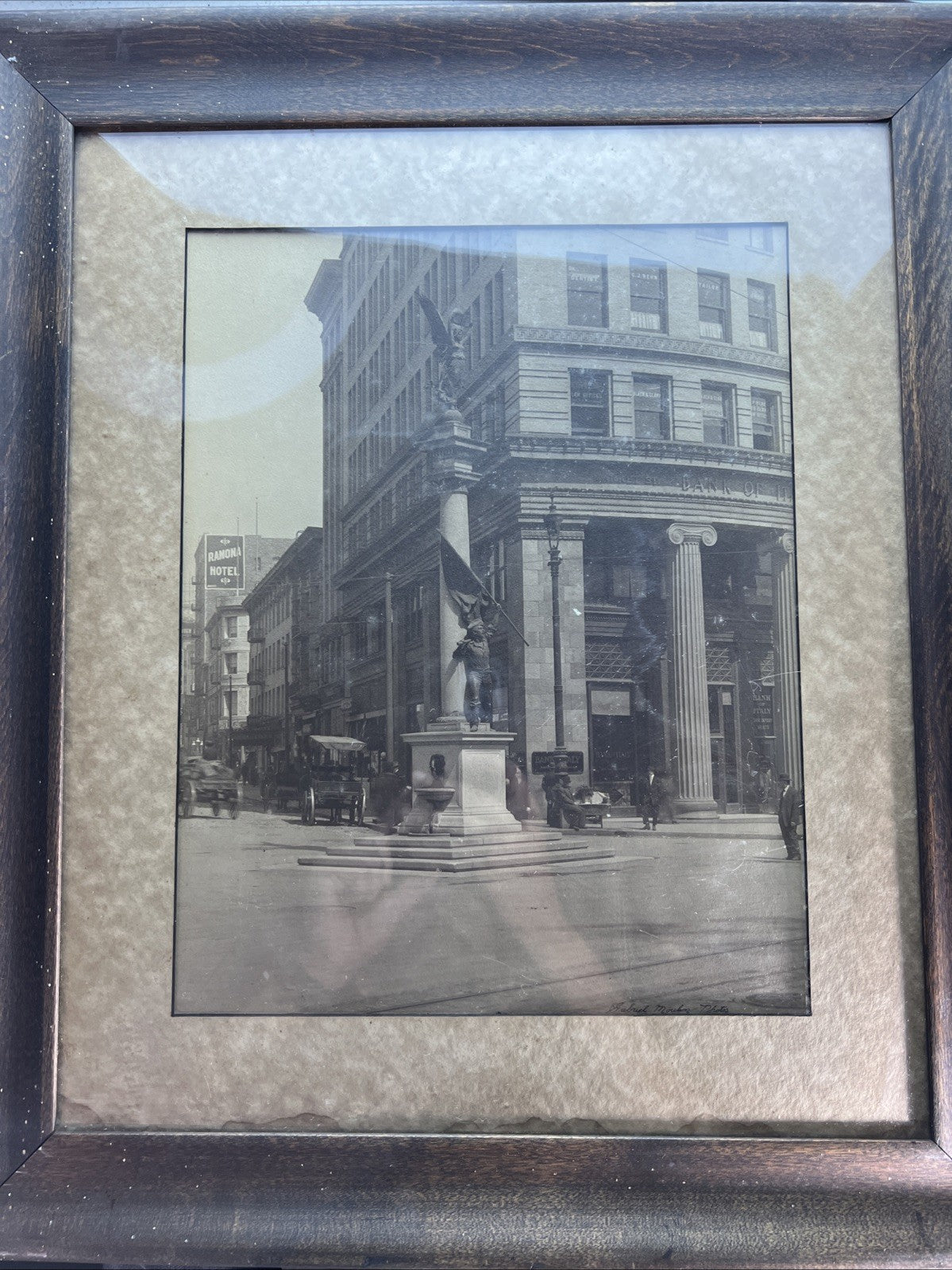 Vintage 1920s Gabriel Moulin Framed Photo – SF Bank of Italy & Victory Monument0