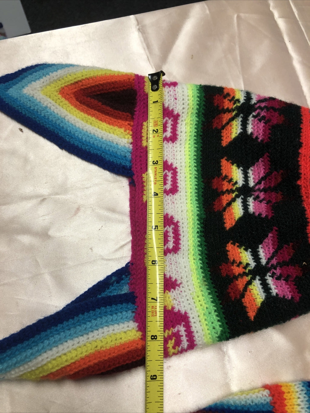 Vintage Mexican Style Lot Of 2 Handmade Youth / Kids / Child Knit Hats Beanies5