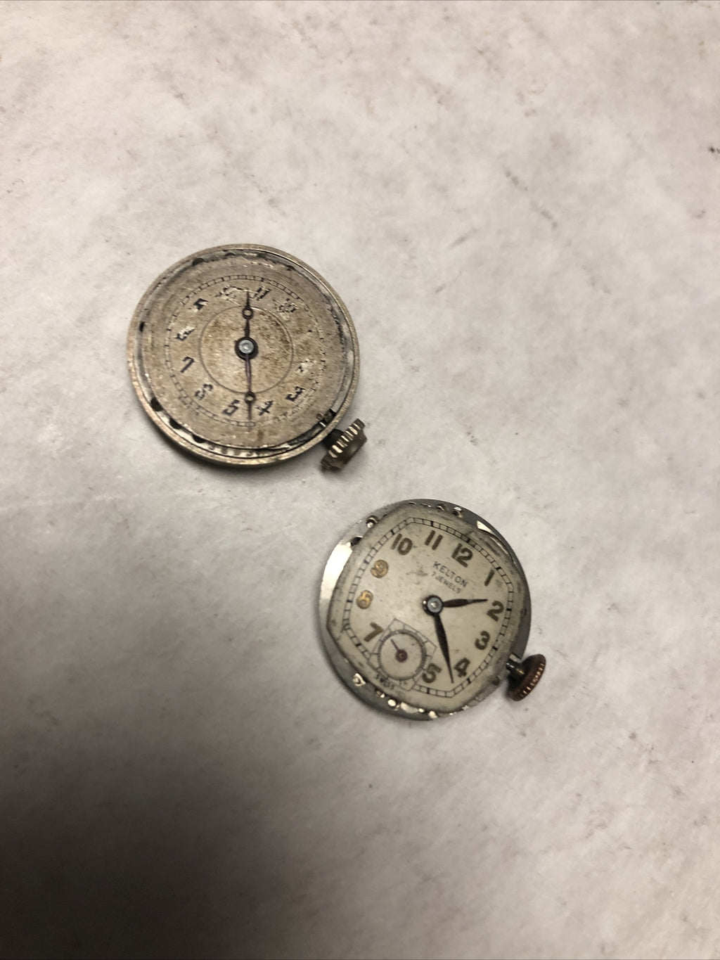 Vintage Lot Of 2 Watch Faces No Band FOR PARTS ONLY Art Deco Kelton0