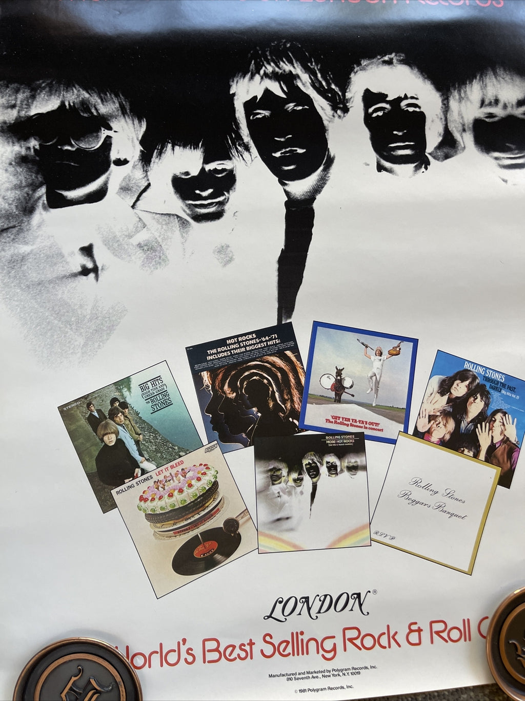 #188 1981 Rolling Stones Record Promo Poster 16.5” X 23” London Records6