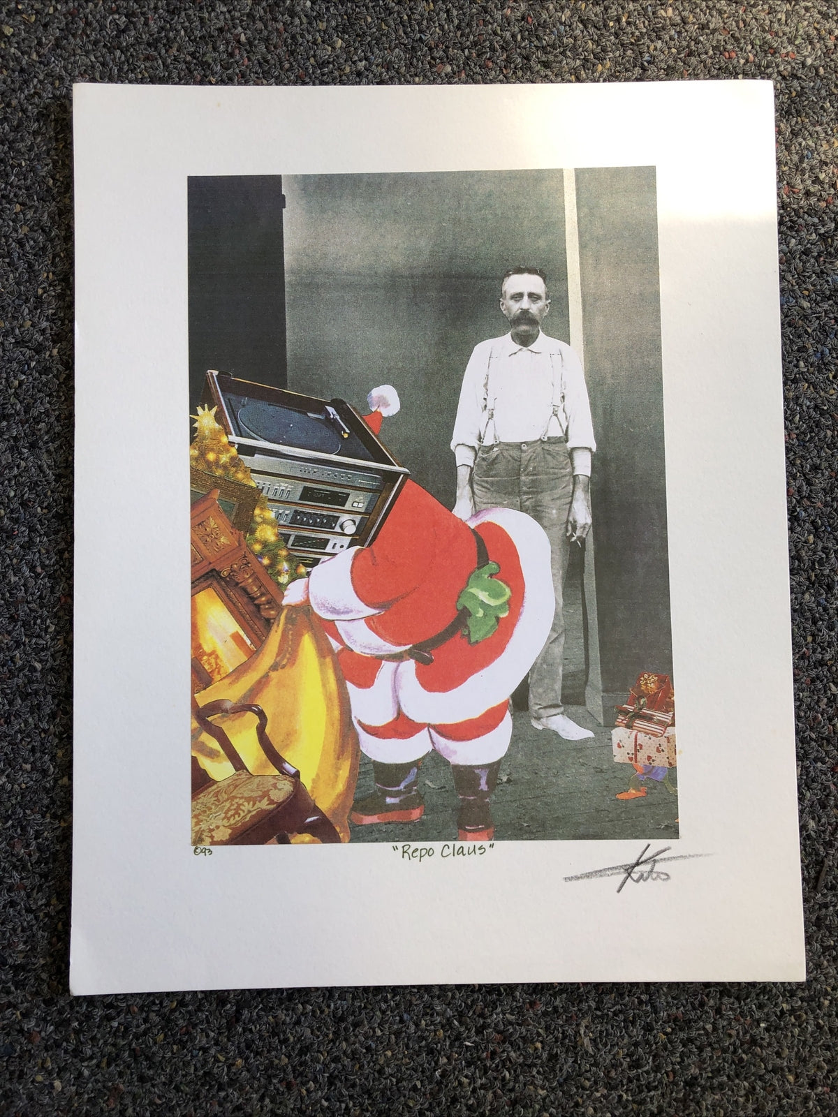 1993 Artist BARRY KITE Signed Art Print “Repo Claus” Pop Art 14”x11”0