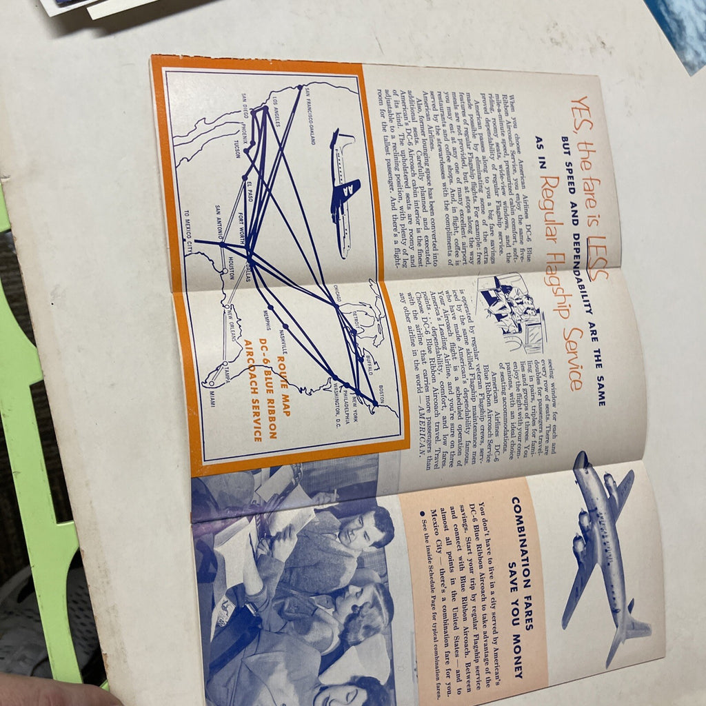 American Air Lines July 1955 AIRLINE Pack TIMETABLE SCHEDULE Brochure flight Map11