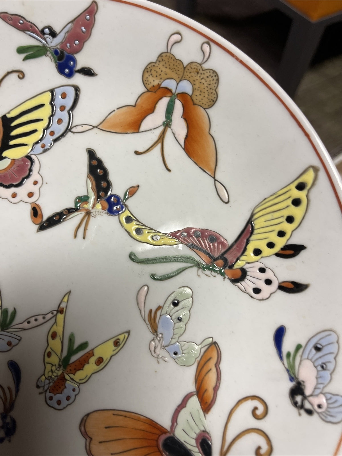 Signed Hayashi  Butterfly Japanese Porcelain  Charger Plate 10”2