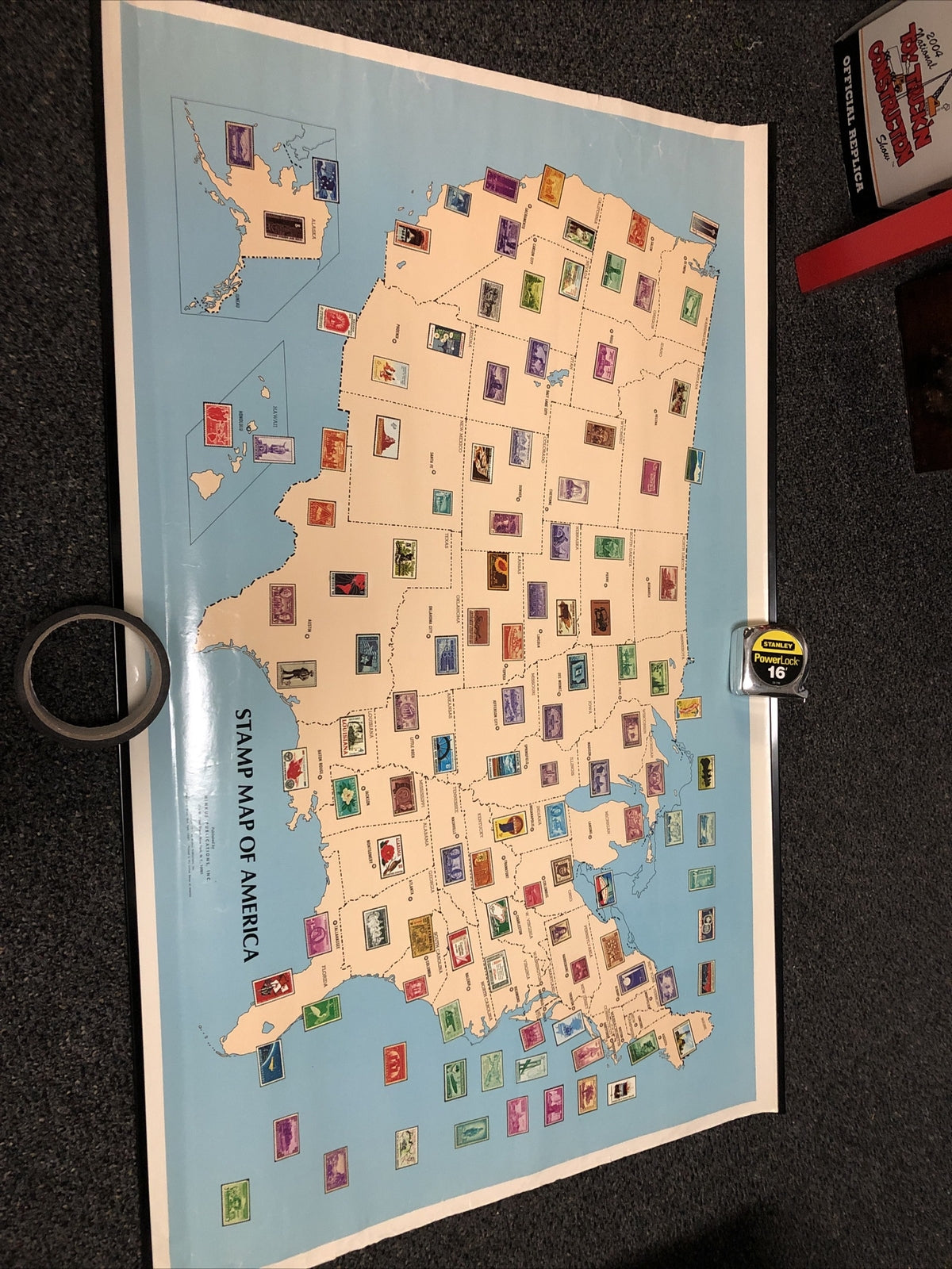 Stamp Map Of America Poster 36”X23”0