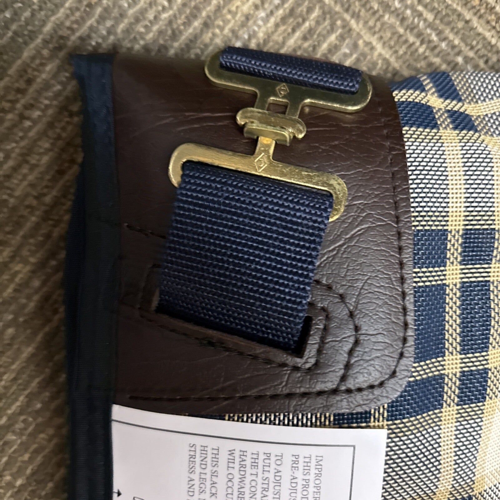 SmartPak Equine Deluxe Stable Sheet - 80” Navy Plaid New Vintage3