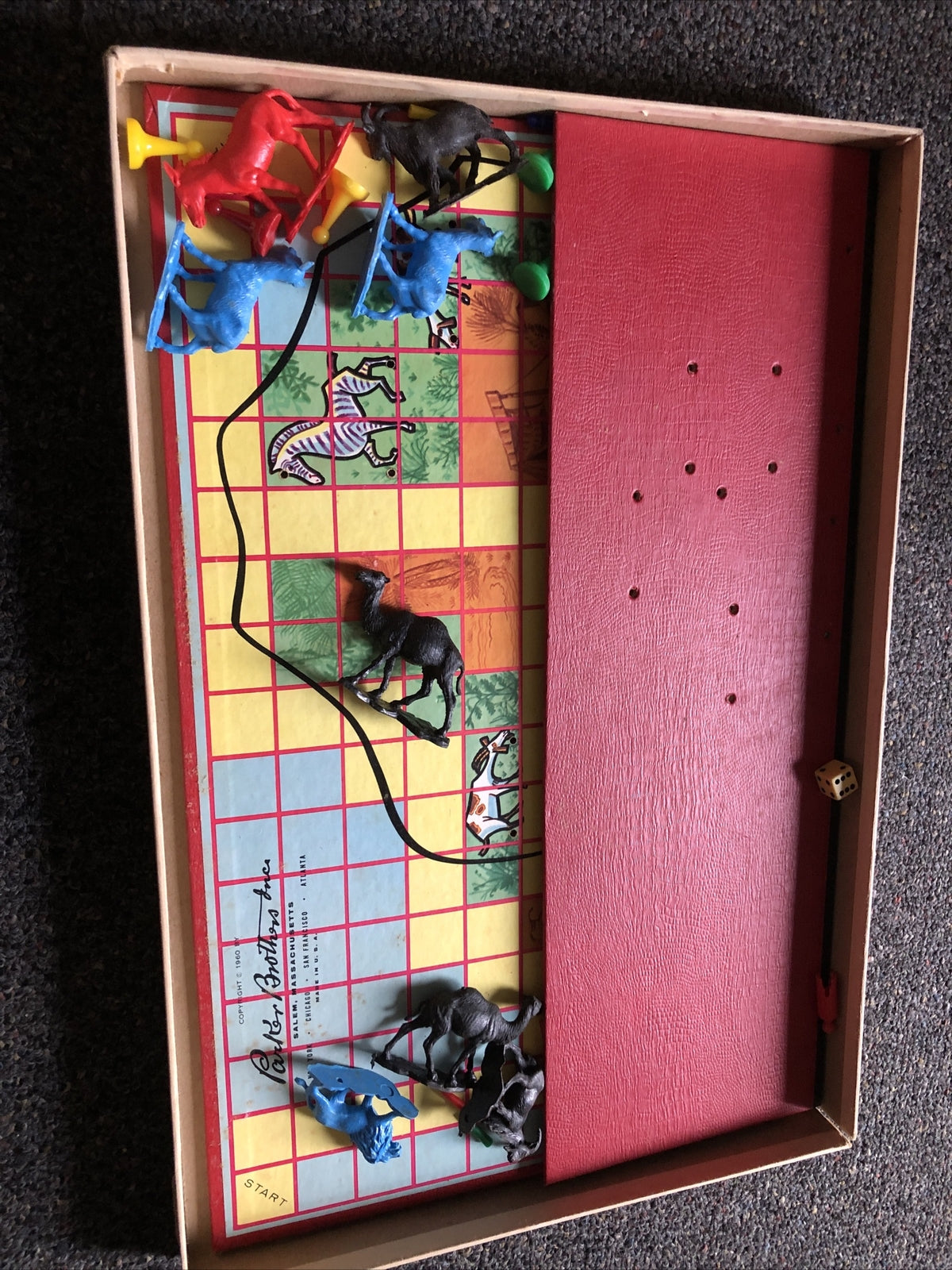 Vintage Parker Brothers African Animal Hunt Board Game with Animals 19601