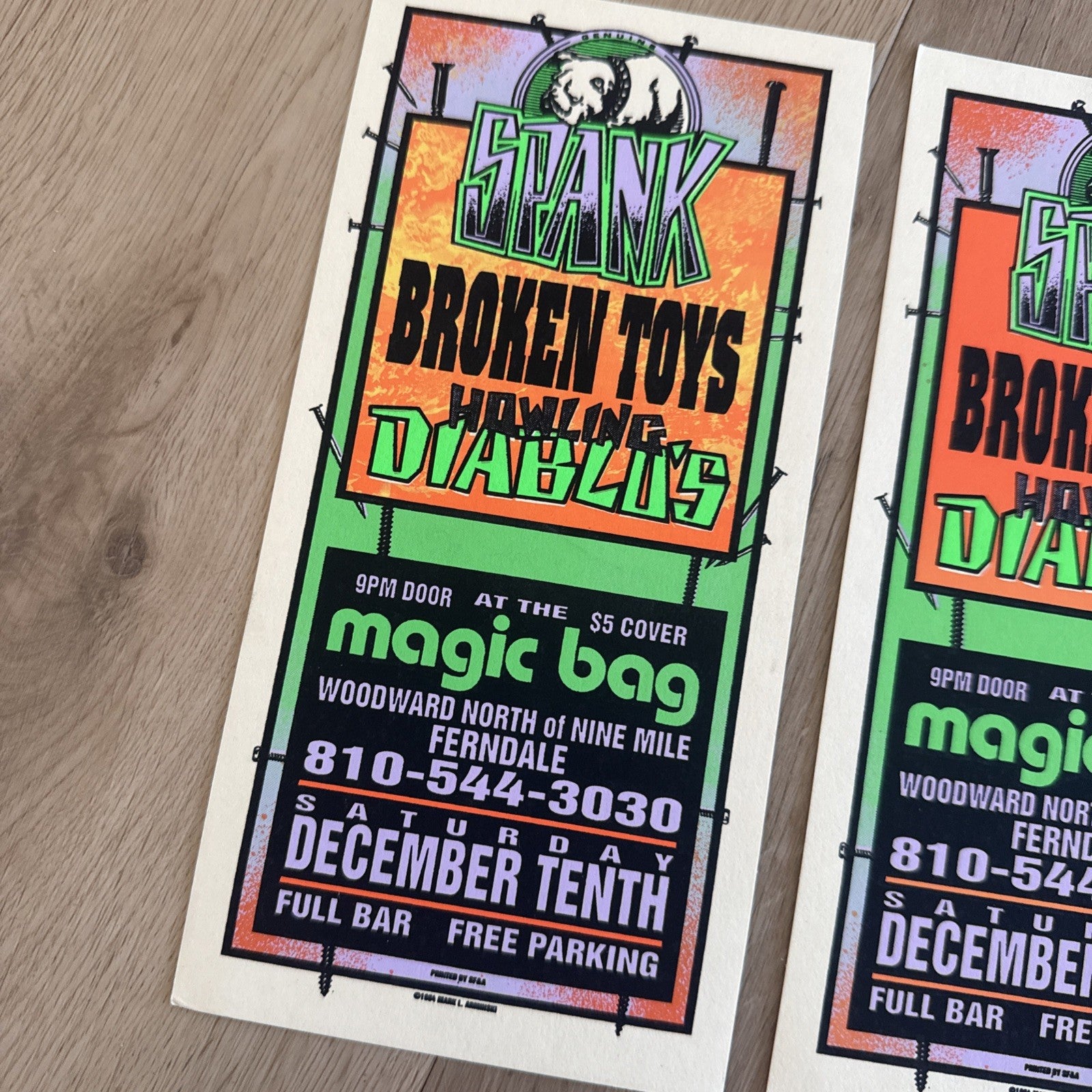 MARK ARMINSKI 1994 SPANK, BROKEN TOYS, HOWLING DIABLOS MAGIC BAG FLYER 12011