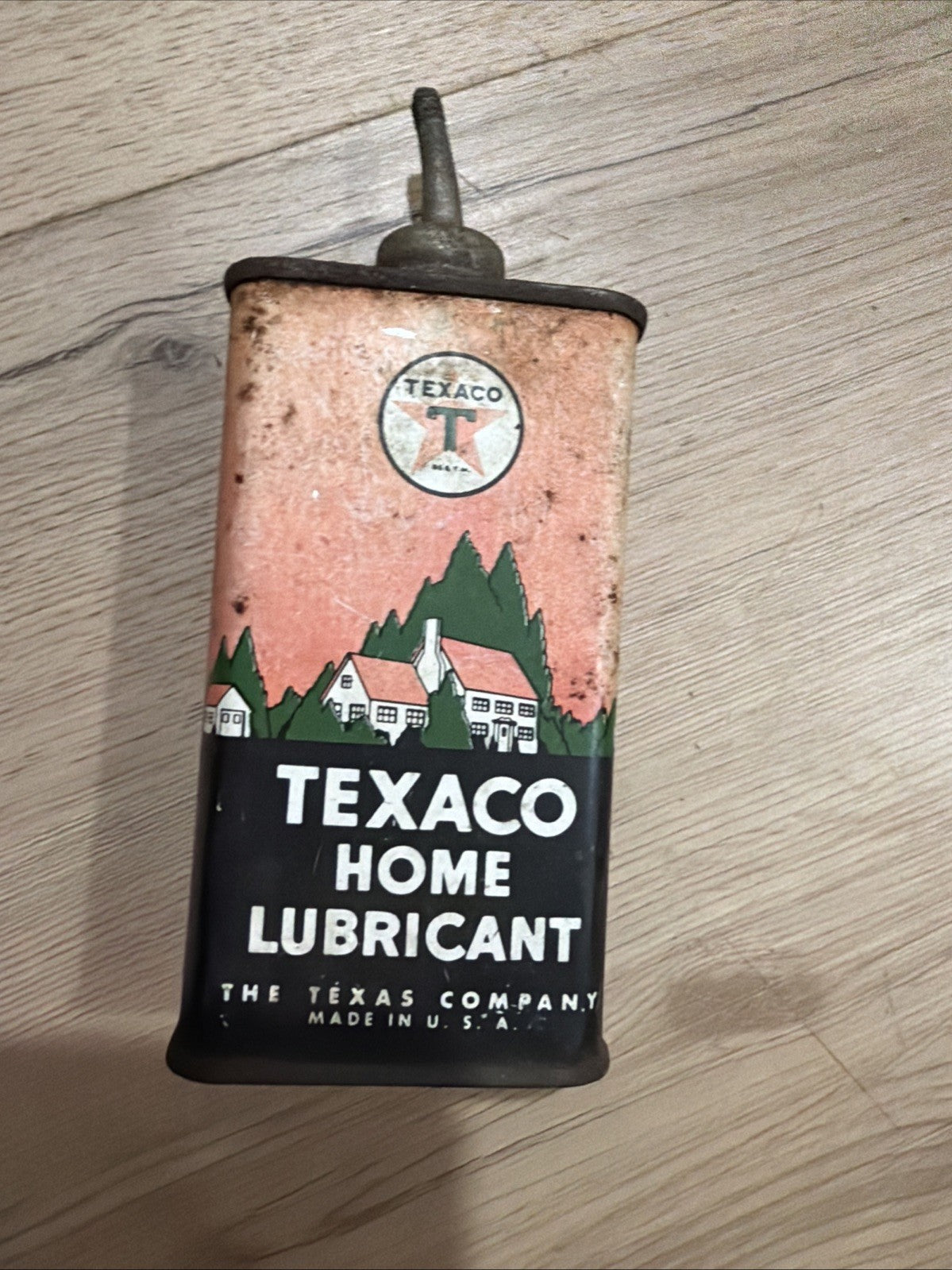 Lot Of 2 Vintage Texaco Lead Top Home Lubricant Oil Can Handy Oiler 4 Oz4