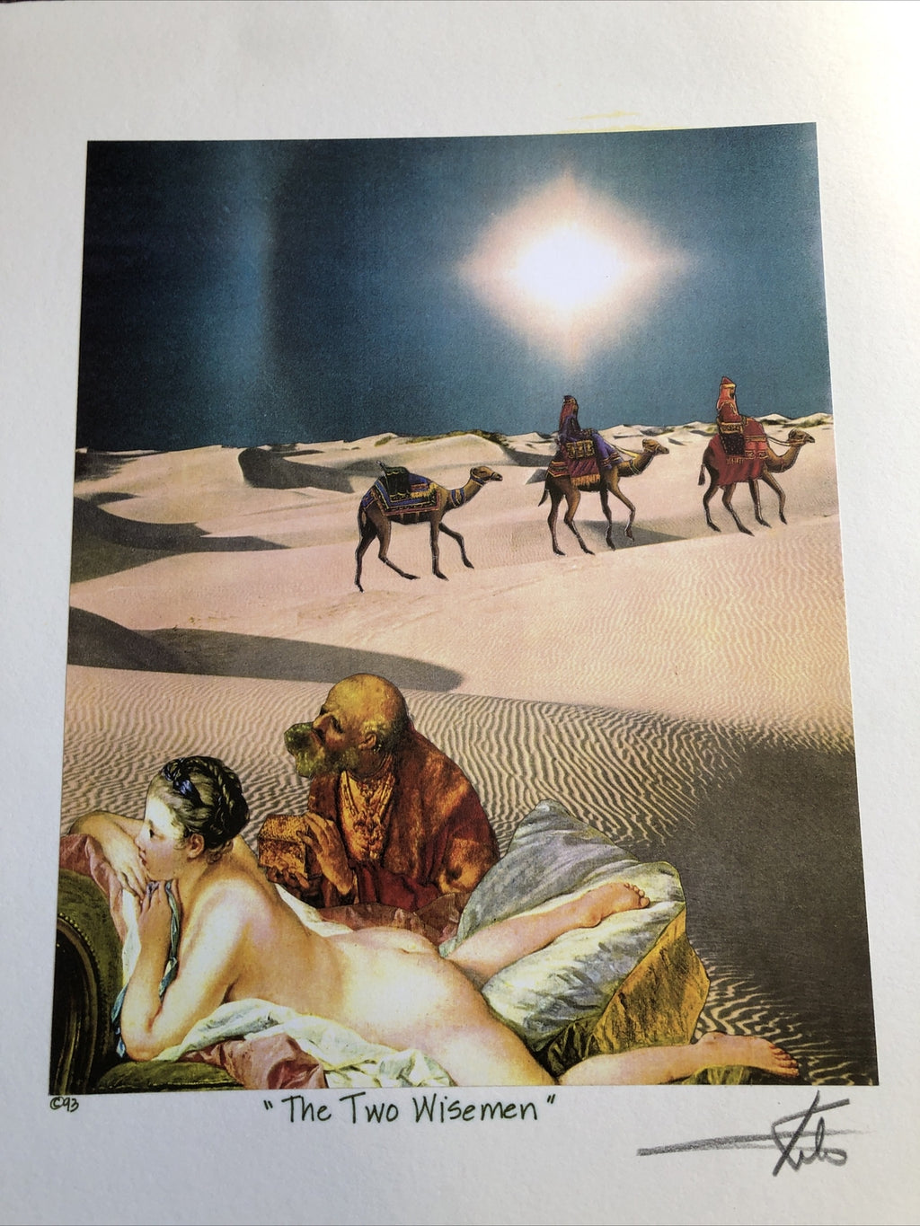 1993 Artist BARRY KITE Signed Art Print “The Two Wisemen” Pop Art 14”x11”6
