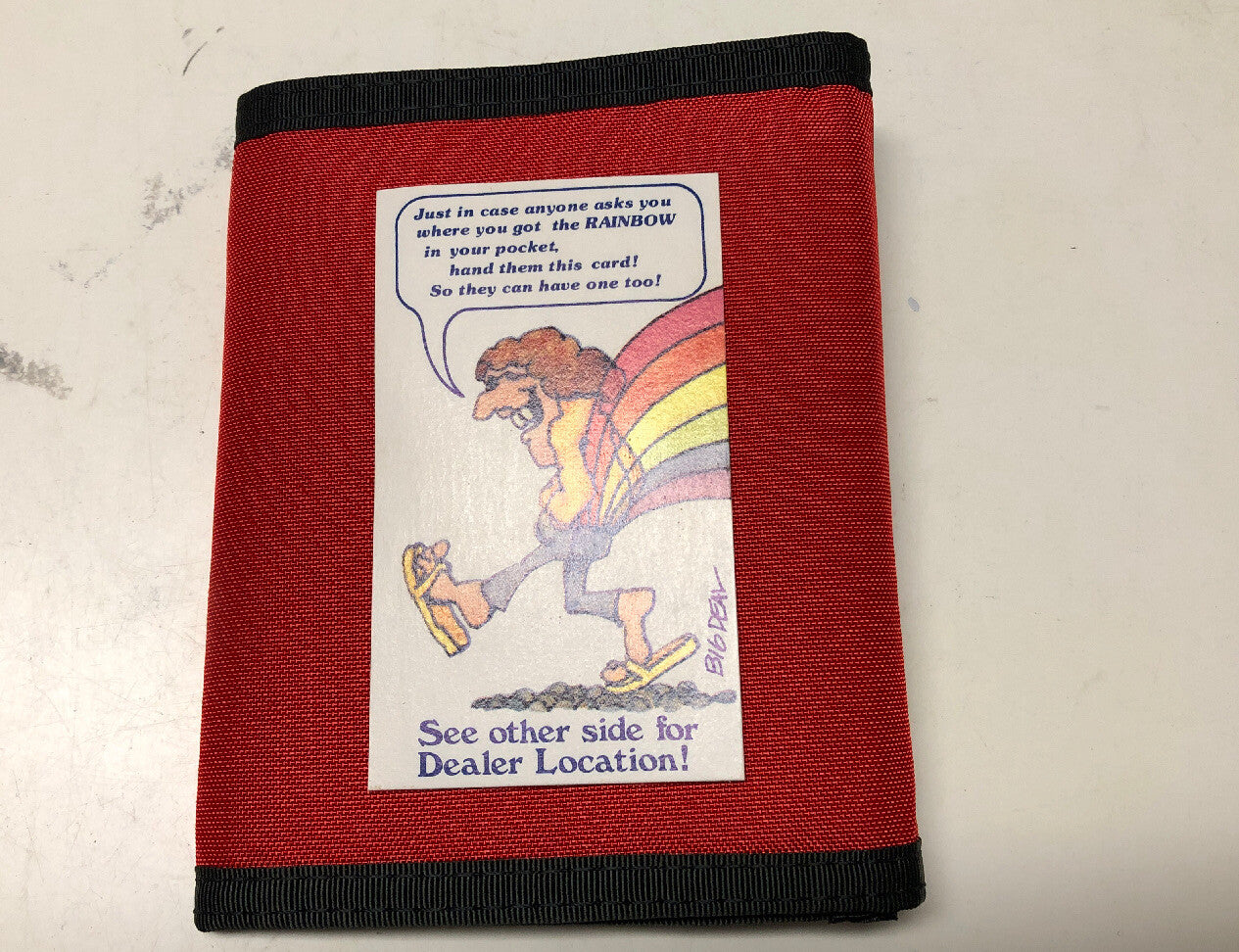 Vintage Hippie Peace And Rainbow Wallet Bib Deal Cards Red Wallet0
