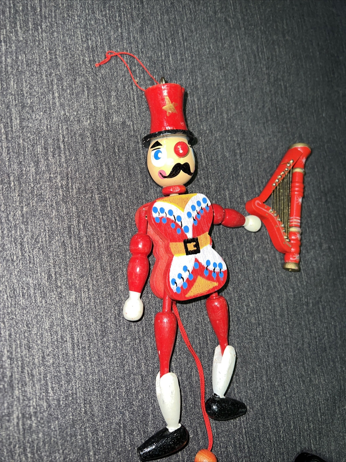 Nutcracker Style Pull String Dancing Wood Ornament Vintage Christmas Decoration1