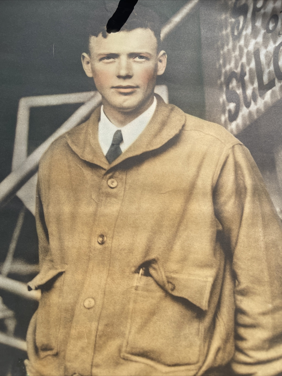 large 1927 Aviation Pilot Charles Lindbergh Portrait Photo 20”x16” original8