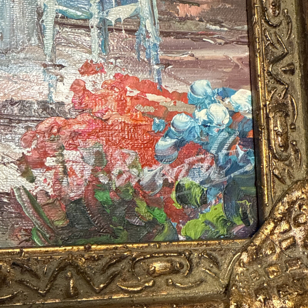 Chunky Framed Still Life Floral Oil Painting Signed  17” X 15”6