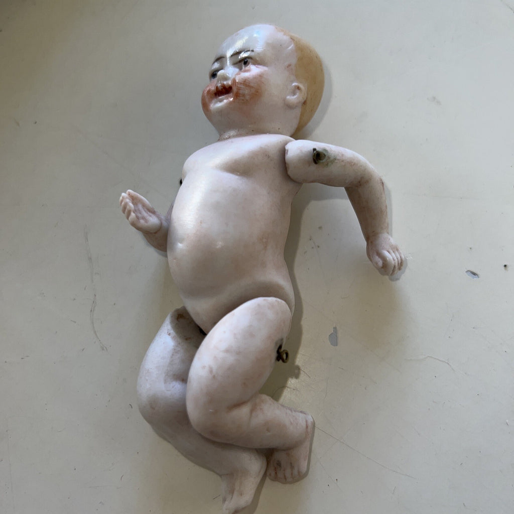4” Vintage Antique All Bisque Baby Doll German Painted Face8