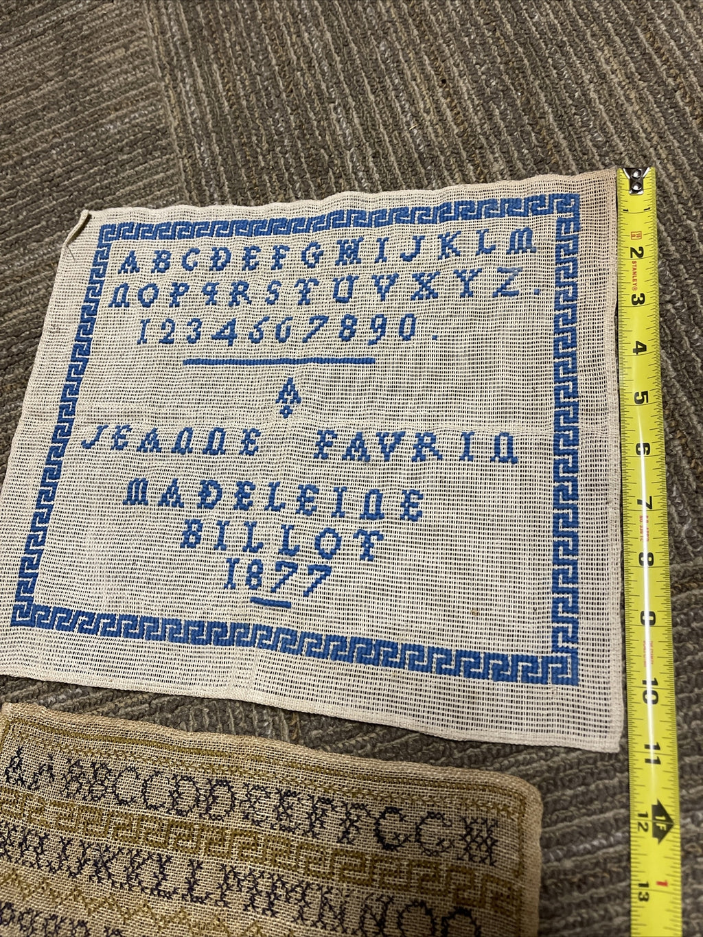 Antique Sampler Lot Of 2 1870s Alphabet Named2