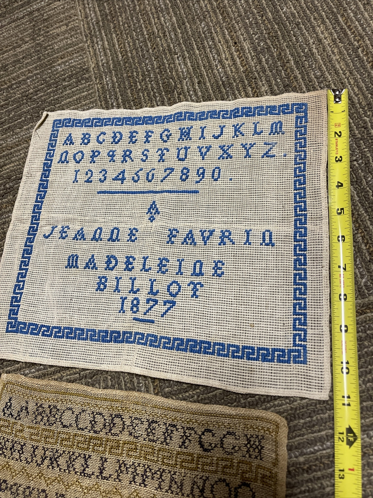 Antique Sampler Lot Of 2 1870s Alphabet Named2