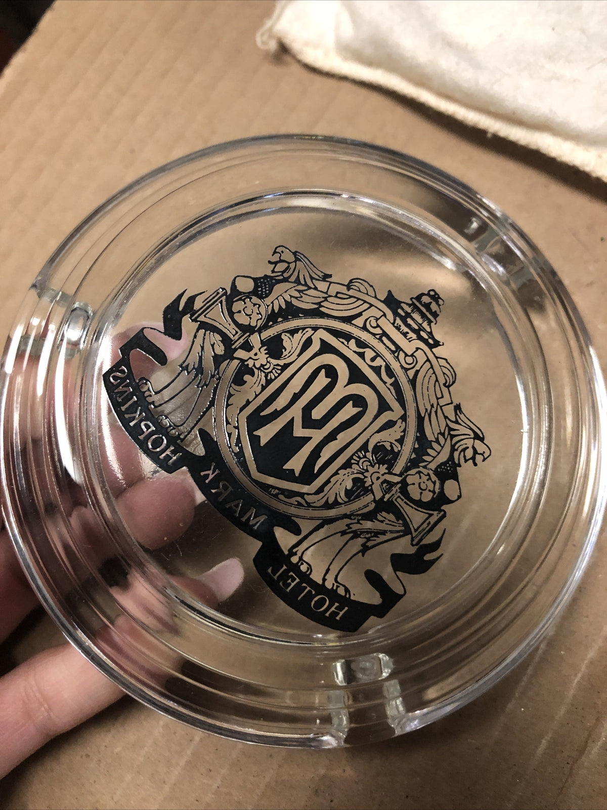 Vintage Lot Of 2 Mark Hopkins Hotel San Francisco Glass Ashtrays4