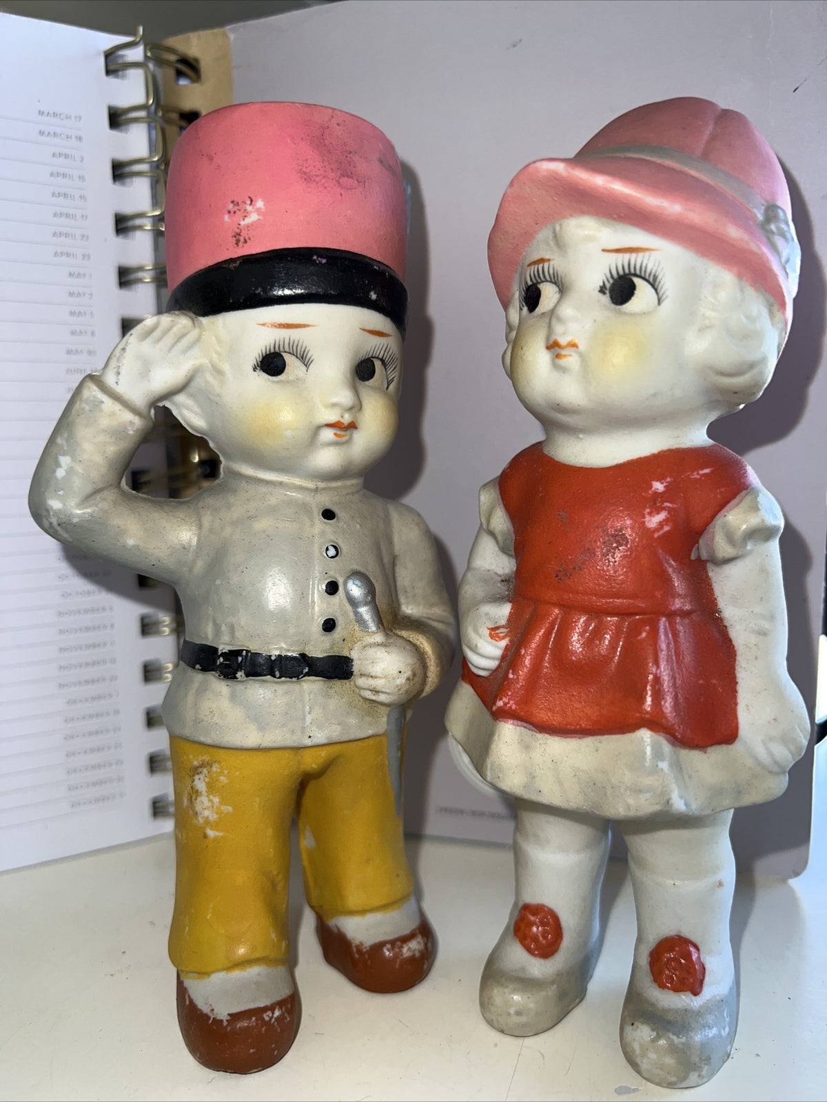 Vintage Pair Soldier Boy And Girl In Dress Figurines Made In Japan Hand Painted1